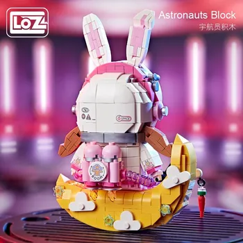 Строительные блоки серии Loz Astronaut, Кролик, синий и белый фарфор, обучающие Сборные игрушки, Новогоднее подарочное украшение.