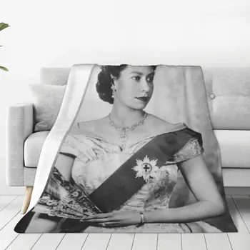 Ее Величество Королева Елизавета II, Вязаное одеяло, Фланелевая Британская Королевская корона, Ультрамягкие одеяла для постельных принадлежностей, покрывало для дивана