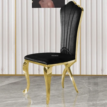 Обеденные стулья из бархата из нержавеющей стали, скандинавская мебель для столовой, Современный ресторанный стул, Легкий Роскошный стул со спинкой для домашней кухни
