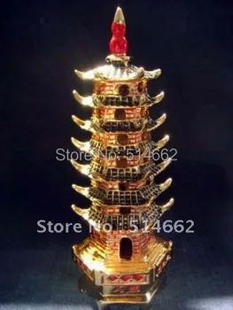 6-дюймовая латунная золотая пластина Фэншуй, девятиярусная пагода Вэнь Чанг