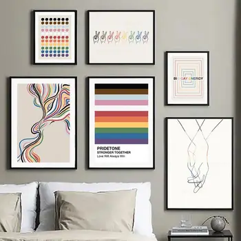 Утонченный Декор для офиса, подарок ЛГБТК, Лесбиянки, геи, Настенное искусство, холст, живопись, плакаты, принты, Абстрактные картины, Декор в гостиную