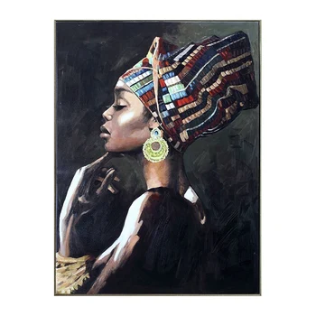 Чернокожая женщина в платке, картина на холсте в рамке, модная картина с изображением африканской девушки, современная настенная картина для декора комнат