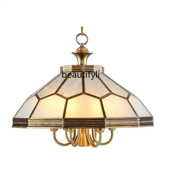 Медная лампа yj, Медная люстра, люстра для столовой, современная минималистичная американская столовая лампа