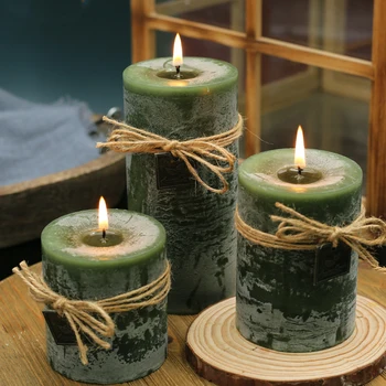 Зеленые Ароматические свечи, Восковые свечи на столбе, Бездымная Свеча для ароматерапии с эфирным маслом, Травяной аромат Для украшения дома