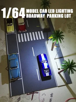 Диорама 1/64, изготовленная под заказ, модель гаража, светодиодное освещение, Городская дорога, Автомобильная стоянка, фоновый дисплей, Модель сцены, Игрушка в подарок