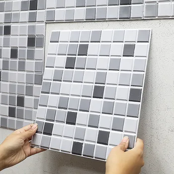 Мозаичные наклейки на стену для кухни, водо- и маслостойкие, маленькие квадратные самоклеящиеся, без вырезания, украшения для дома, современные 3D обои