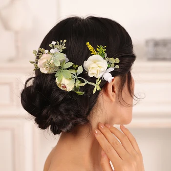 Романтические светло-желтые свадебные заколки для волос, лист, Свадебная заколка для волос, цветок, аксессуары для волос для украшения невесты