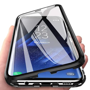 360 Металлический Магнитный Адсорбционный Чехол Для Samsung Note 10 20 9 8 С Двусторонним Стеклянным Покрытием S21 S20 S10 S9 S8 S22 S23 Plus Ultra