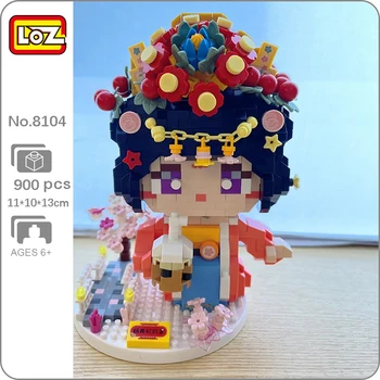 LOZ 8104 Древняя Королева красоты Чай С молоком, кукла в короне вишневого дерева, мини-алмазные блоки, Кирпичи, Строительная игрушка для детей, без коробки