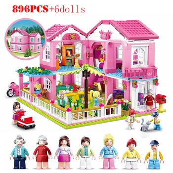 Серия Girl Dream Villa, Розовый дом, строительные блоки, Кирпичи Friends Technical City, Развивающие игрушки для детей, подарки на День рождения