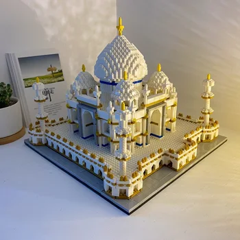 Игрушка для детей Индия Дворец Тадж Махал Храм Model3D Модель DIY Мини алмазные блоки Кирпичи Здание Мировая архитектура