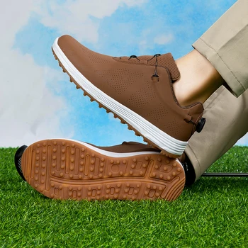 Обувь для гольфа для мужчин, Удобная обувь для гольфа для Фитнеса на открытом воздухе, Противоскользящая обувь для гольфа для женщин, Прогулочная обувь для гольфа на быстрой шнуровке