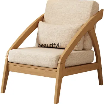 zq Маленький диван из массива дерева в скандинавском стиле для гостиной Односпальный диван из японской ткани, съемный и моющийся Зимой и летом
