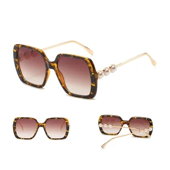Оптовые Продажи высококачественных Модных металлических Негабаритных Квадратных Солнцезащитных очков Pearl Luxury Gradient Ocean Lens Солнцезащитные очки для мужчин и женщин