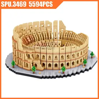 8191 5594шт Всемирно Известная архитектура Римская Арена Колизей Мини Алмазные строительные блоки Игрушечный кирпич
