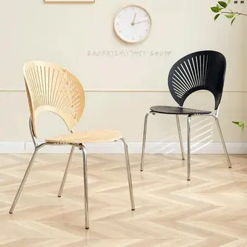 Обеденный стул в скандинавском стиле из массива дерева в ретро-стиле, шезлонг, современный простой стул со спинкой, стул для переговоров в магазине чая с молоком, ресторане