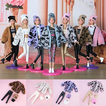 Шуба из искусственного меха для куклы Барби, комплект одежды, игрушки, наряд для куклы