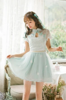 Кружевное платье принцессы сладкой Лолиты Candy Rain с короткими рукавами C22AB7072