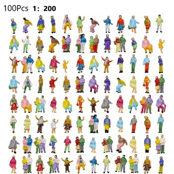 100шт раскрашенных фигурок в масштабе 1:200 Миниатюрные фигурки с моделями людей в масштабе N Раскрашенных сцен, моделирующих людей в разных позах