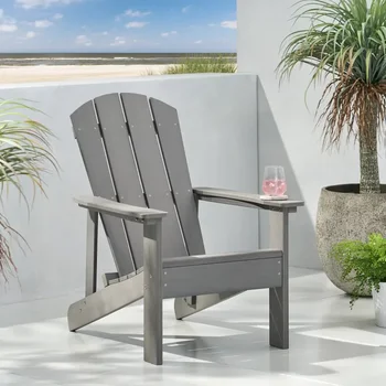 Классический однотонный Серый Модный уличный Водонепроницаемый и атмосферостойкий стул из массива дерева, Садовый стул для отдыха