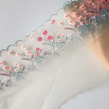 20 ярдов Сетчатой кружевной отделки с вышивкой в виде милых цветочных листьев Аксессуары для платья Кружевная отделка Швейные ткани