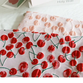 Хорошее качество, стиль INS, нежная красно-розовая ткань с рисунком вишни, модная занавеска, подушка, скатерть, диван, ткань с рисунком вишни, сделай сам