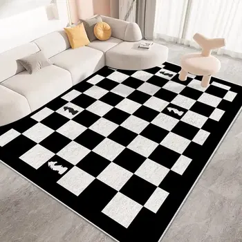 Удобные коврики в шахматном порядке для спальни, ковры в скандинавском минималистичном стиле для гостиной, Мягкий нескользящий ковер для гардероба большой площади.