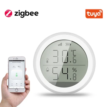 Датчик температуры и влажности Tuya Zigbee с ЖК-дисплеем в один клик Домашняя автоматизация охранная сигнализация Tuya sensor
