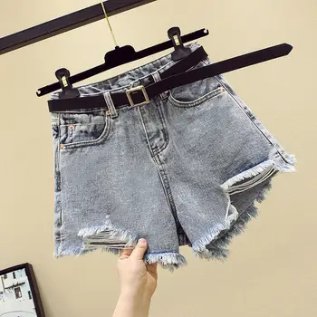 Женские летние джинсовые шорты с перфорацией, свободные и неправильной формы брюки большого размера с высокой талией, новинка 2023 года, женские шорты
