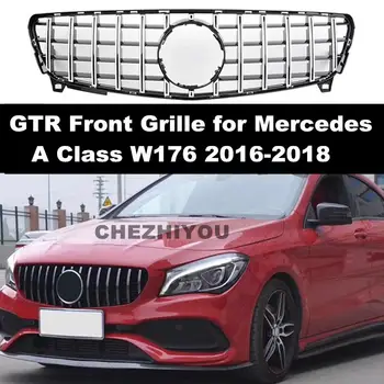 Передняя решетка GTR для Mercedes Benz A Class W176 2016-2018 Стиль GTR Без камеры Серебристый Цвет Черный цвет XC