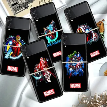 Marvel Avengers Hero Чехол Для Телефона Samsung Galaxy Z Flip 3 Flip 4 5G Черный Жесткий ПК Антидетонационная Задняя Крышка Flip3 Flip4 Shell Capa