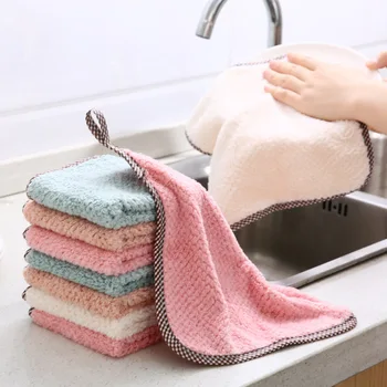 4 цвета Мягкие пуховые полотенца для рук, быстро впитывающее полотенце для мытья посуды, ткань для чистки кухни в ванной