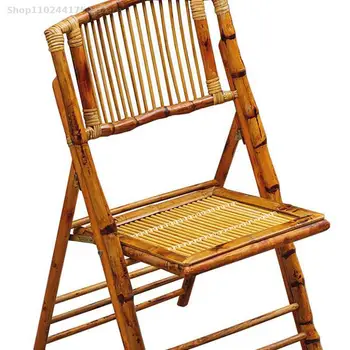 Переносной уличный стул, складной стул со спинкой, Винтажный Бамбуковый Бытовой Ретро Ротанговый сад на открытом воздухе