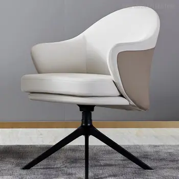 Итальянский легкий Роскошный обеденный стул, современный простой домашний стул с поворотной спинкой, Дизайнерское креативное кожаное кресло с ремнем безопасности