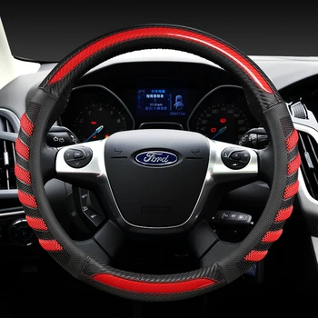 Карбоновое волокно + кожаная крышка рулевого колеса автомобиля для Ford Focus 3 2012-2014 KUGA Escape 2013-2016 Автоаксессуары