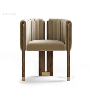 Современные минималистичные тканевые обеденные стулья для столовой Стул из массива дерева Дизайнерский Легкий Роскошный одноместный стул для отдыха в отеле