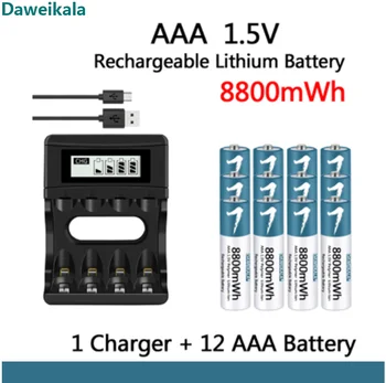 Батарея AAA 1.5V8800mWh Перезаряжаемая Полимерная Литий-ионная Батарея Аккумулятор для Мыши с Дистанционным Управлением Электрическая Игрушка с USB-Зарядным устройством