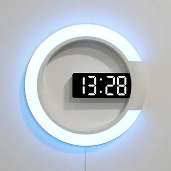 7 Цветных Светодиодных Настенных Светильников Clock Creative С Дистанционным Управлением Цифровые Часы С Функцией Индикации Температуры Будильника Night Light G3