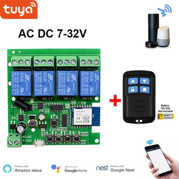 Scimagic Tuya Smart Switch Модуль Четырехпозиционного Пульта Дистанционного Управления AC/DC 7-32V 85-250V 2200W Работает С Alexa Google Home Smart Home