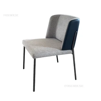 Современные обеденные стулья из хлопка и льна для столовой, роскошный дизайнерский обеденный стул, Простые кожаные стулья для отдыха со спинкой.