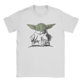 Футболка Disney The Mandalorian Marker Grogu, мужские винтажные футболки из чистого хлопка, футболка Baby Yoda, одежда с коротким рукавом, уникальная