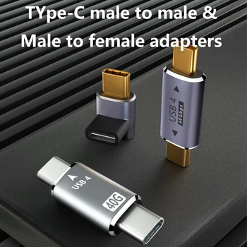 Адаптер USB 4.0 USB C для мужчин и Type-C для женщин с преобразователем локтя Поддержка быстрой зарядки PD100W 40 Гбит /с Многофункциональная передача