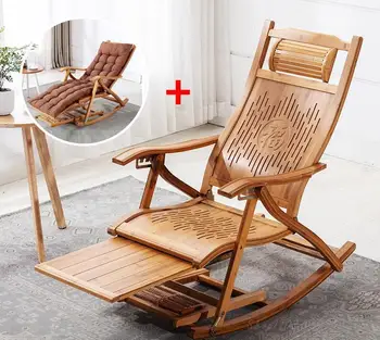 Современное складное бамбуковое кресло-качалка с накрытыми / открытыми кроватями для отдыха, раскладное кресло-качалка из бамбуковой мебели