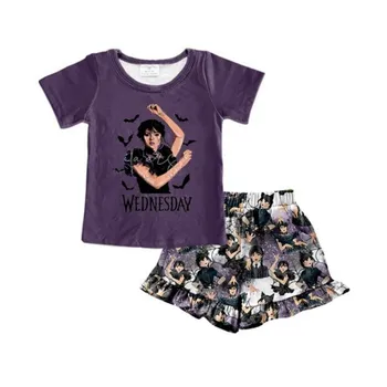 Летняя одежда для малышей, комплект леопардовой одежды для маленьких девочек, Яркая рубашка, топы + короткие штаны, одежда для девочек