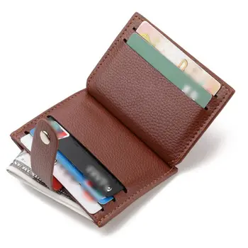 Модный кожаный мужской тонкий мини-кошелек, футляр для денег, держатель кредитной карты, карман для монет