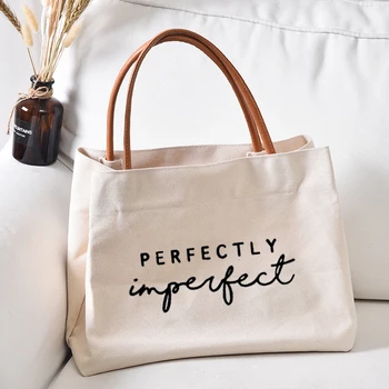 Идеально несовершенная женская Персонализированная холщовая сумка-тоут, сумка для книг, рабочая сумка, сумка для покупок, пляжная сумка, прямая поставка