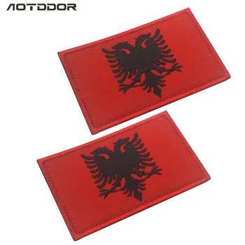 Албанская вышивка Нашивка с флагом Значок Тактическая боевая эмблема Армии США Аппликация наклейка Военные нашивки