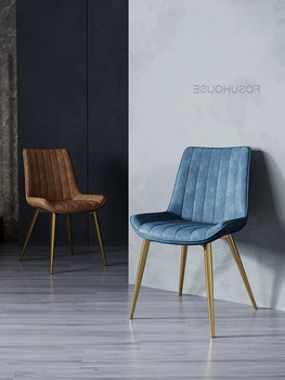 Роскошный обеденный стул Nordic, семейный простой дизайнерский обеденный стол, кожаный креативный постмодернистский стул для отдыха со спинкой