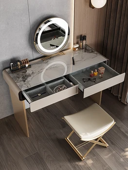 Итальянский минималистичный туалетный столик в стиле рок-н-ролл, Современный минималистичный туалетный столик в главной спальне, светлый роскошный туалетный столик 2023