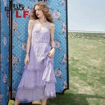 Кружевные платья ELFSACK, женское повседневное платье без рукавов, весна / лето 2023 г.